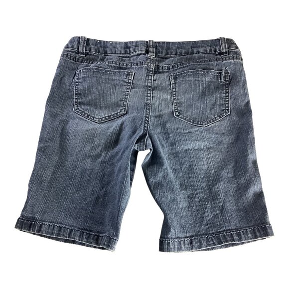 Girls Butterfly Print Denim Bermuda Shorts Size 14 1/2 Elastic Waist - Picture 12 of 12